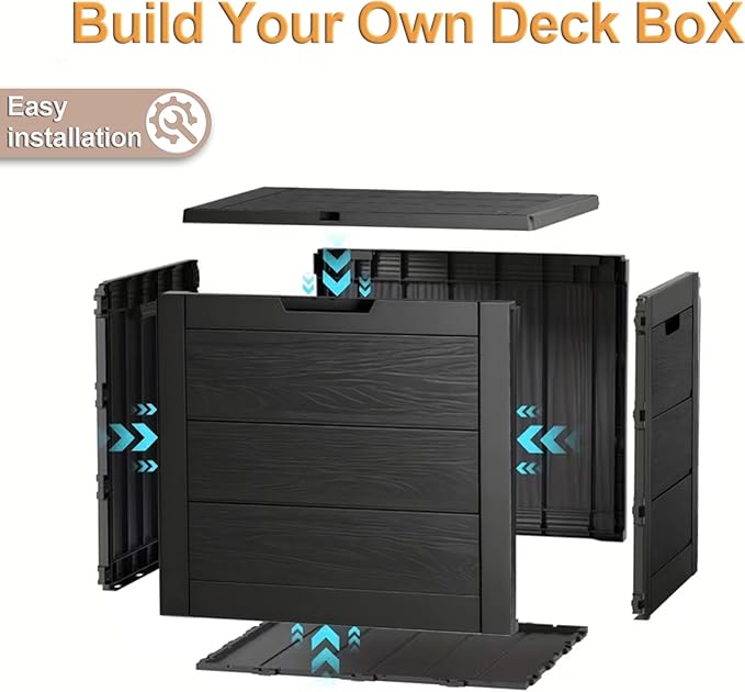 35 Gallon Outdoor Storage Box, Deck Boxes Outdoor Waterproof, Plastic Patio Storage Bin, Box for Packages Delivery, Lockable, UV Resistant, Grey
