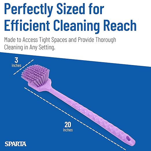 SPARTA 40501EC68 Plastic Large Scrub Brush, Kitchen Brush, Utility Brush With Long Handle For Cleaning, 20 Inches, Purple, (Pack of 6)
