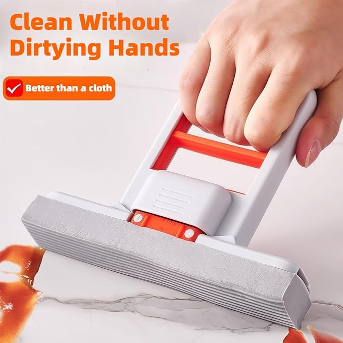 Snap Grip Mini Mop with a Mini Foldable Desktop Mop, Zero-Touch Gap Dust Cleaner with 39in Stick & Locking Head, Dry Wet Disposable Dust Mop for Kitchen Wall Bathroom Toilet Corners (Lazy Mops Set)