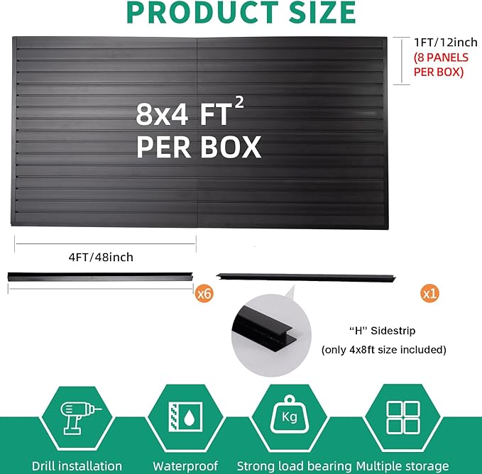 Slat Wall Paneling Garage Slat Wall Storage Systems, Slatwall Panels 4'x8' Slate Board Tool Organization, PVC Panels Organizer Black Slatwall Garage Storage & Organization Products