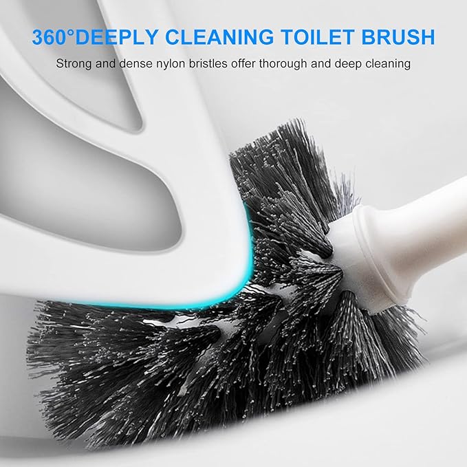 SetSail Toilet Brush Set, 3 Pack with Holder, White