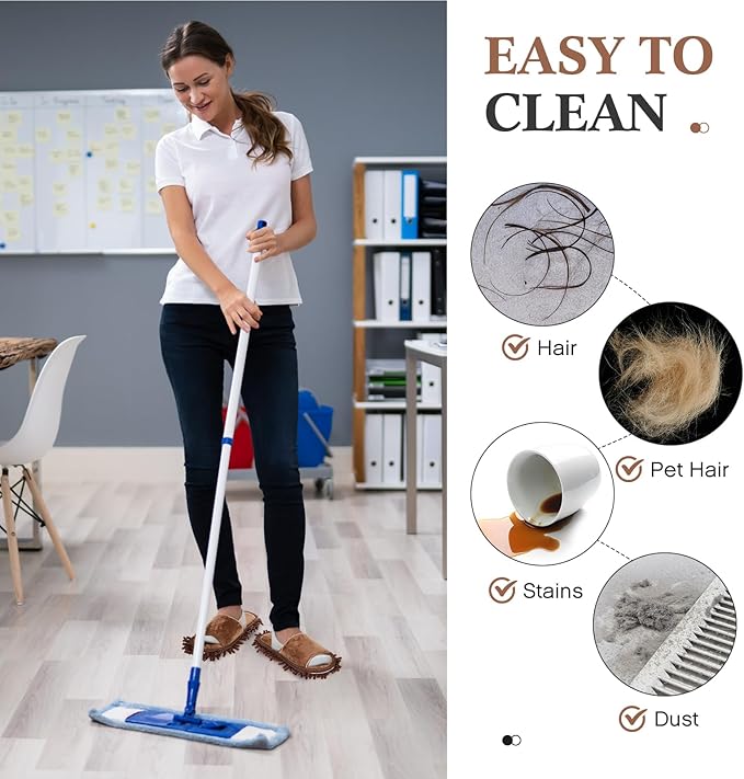 Jecery 4-Pair Washable Microfiber Mop Slippers - Detachable Dusting Shoes for Floor Cleaning, Office & Home Use - Suitable for Women & Men(Brown, Beige,M Size)