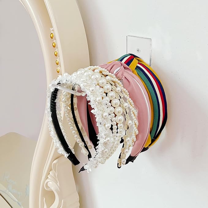Bigfety Acrylic Headband Holder Wall, 3 Pack Clear Hanging Headband Organizer Storage for Girls Women