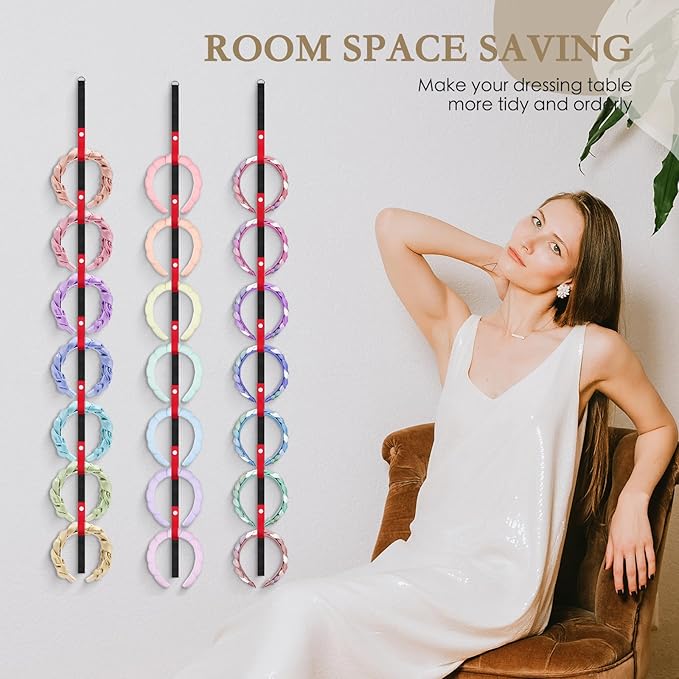 3 Pcs Headband Holder Organizer, Hanging Hairband Storage for Girls and Women, Hair Accessories Display Stand for Bow Headpieces & Hair Clips, Bedroom College Dorm Decor