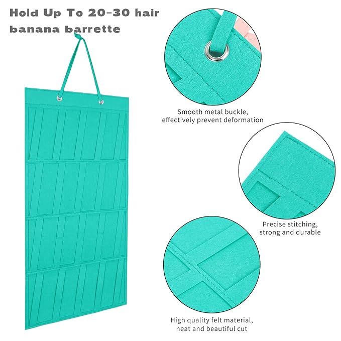 Bow Holder for Girls Hair Bows Claw Clip Organizer Bow Organizer for Girls Hair Bows Large Bow Holder Hair Bow Organizer Hair Clip Organizer Bow Hanger for Girls Hair Bows Hair Bow Holder for Wall, Door, Closet (Mint Green-B)