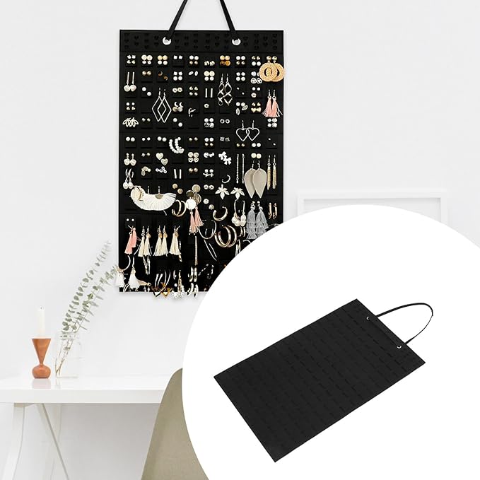 NUOBESTY Hanging Jewelry Organizer Bag Thick Felt Storage Holder for Earrings Necklaces Bracelets Home Jewelry Display and Personal Accessories Organizer