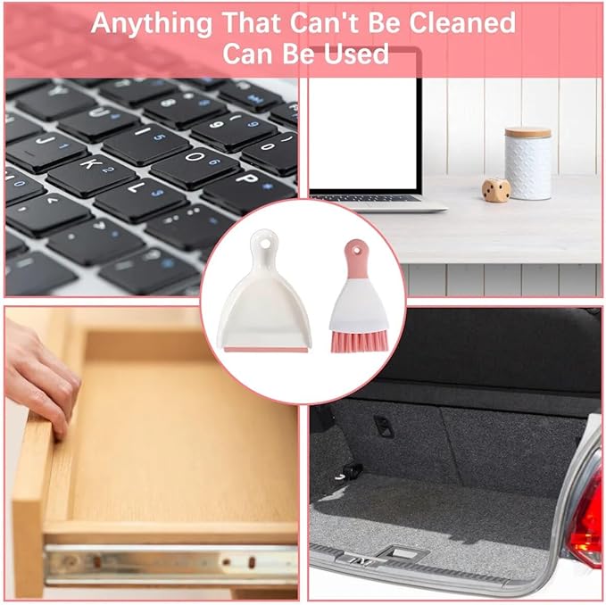 Dust pan Broom Brush Dustpan - Small Broom and Dustpan Set,Mini Broom and Dust pan,Small Dustpan and Brush Set for Home Cleaning, Sofa, Desk, Guinea Pig Cage, Cat Litter etc.（Pink）