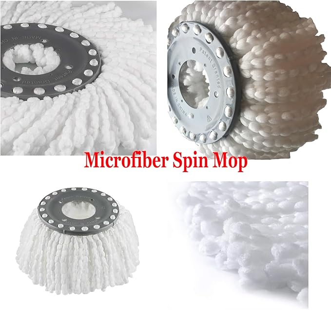 YWSHF 5 PCS Spin Mop Heads Replacement Refill for Old Hurricane Mr.Clean 360 Spin Magic Rotating Round Mop Microfibre Universal Spin Mop Heads Clean Mop Head Refill for Standard Mops (White-5PCS)