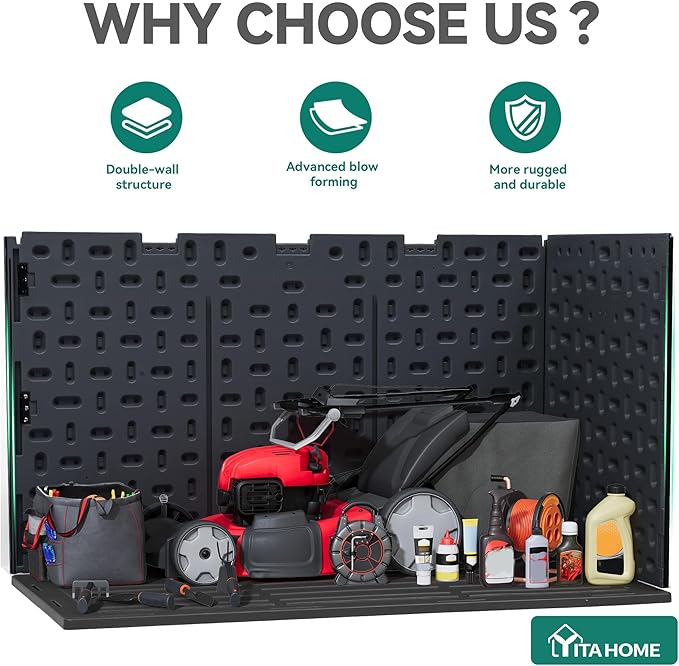 YITAHOME 200 Gallon Extra Large Deck Box, Double-Wall Resin Outdoor Storage Box with Flexible Divider for Patio Cushions Pool Supplies Garden Tools, 990 lbs Load Capacity, Lockable (Black)