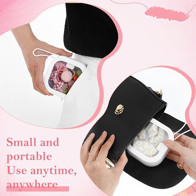 Prasacco 8 Pcs Hair Tie Container Hair Accessories Organizer Travel Portable Bobby Pin Holder Travel Qtip Case Cotton Swab Dispenser Girls Women Bathroom Storage Accessory