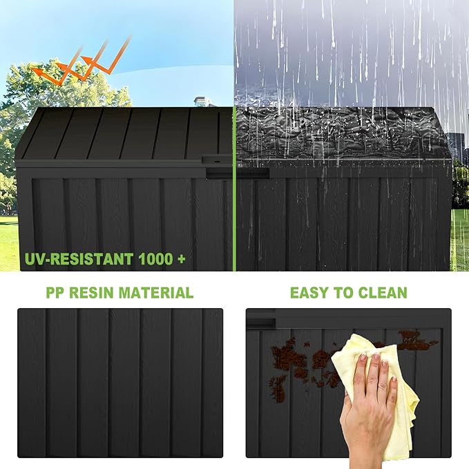 75 Gallon Outdoor Storage Box Waterproof,350LBS Lockable Patio Storage Box for Patio Cushions,Garden Tools and Tools Storage,Outside Storage Box-Black