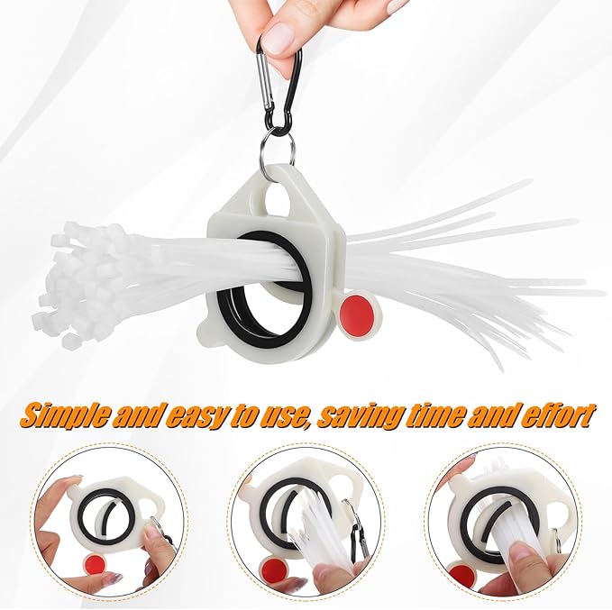 Uonlytech Zip Tie Holder Organizer with Glow in the Dark Feature and Carabiner Attachment for Tool Belt Portable Cable Tie Storage Large Capacity Easy Cable Management