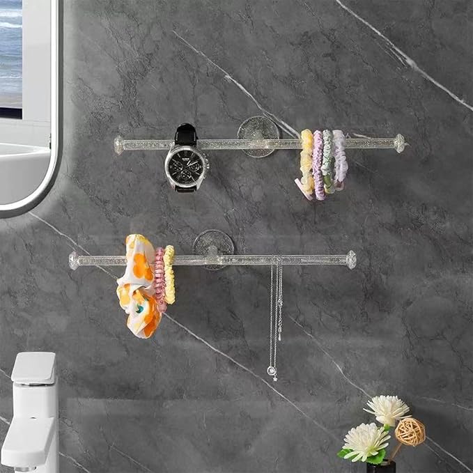 CHGCRAFT 2 Set Wall Jewelry Organizer Self Adhesive Necklace Holder Plastic Headband Organizer Jewelry Storage Rack for Earrings Bracelet Display
