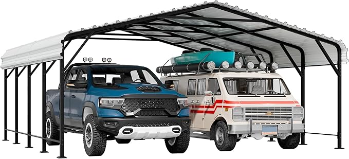 Shintenchi 20x20 FT Metal Carport, Oversized Carport Garage with Enhanced Base, Outdoor Galvanized Car Shelter, Heavy Duty Carports Canopy, for Car, Boats and Tractors, White