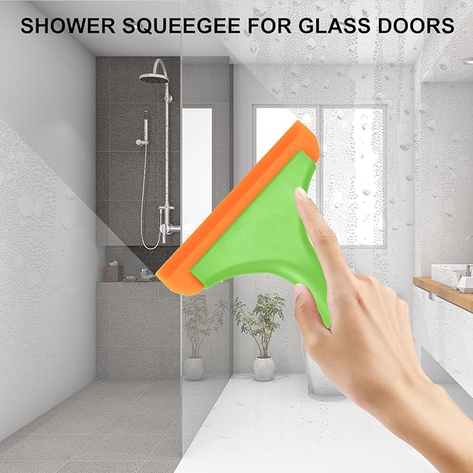 SetSail Shower Squeegee for Glass Doors Small Squeegee for Shower Glass Door Mini Silicone Window Squeegee for Car Windshield Cleaning, Green