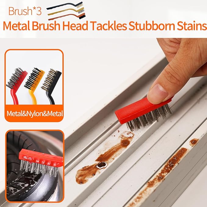 13Pcs Crevice Cleaning Brush Set, Window Groove Cleaning Brush Kit Hard Bristle for Sliding Door, Sill, Tile Lines, Shutter, Corner, Grout, Sink