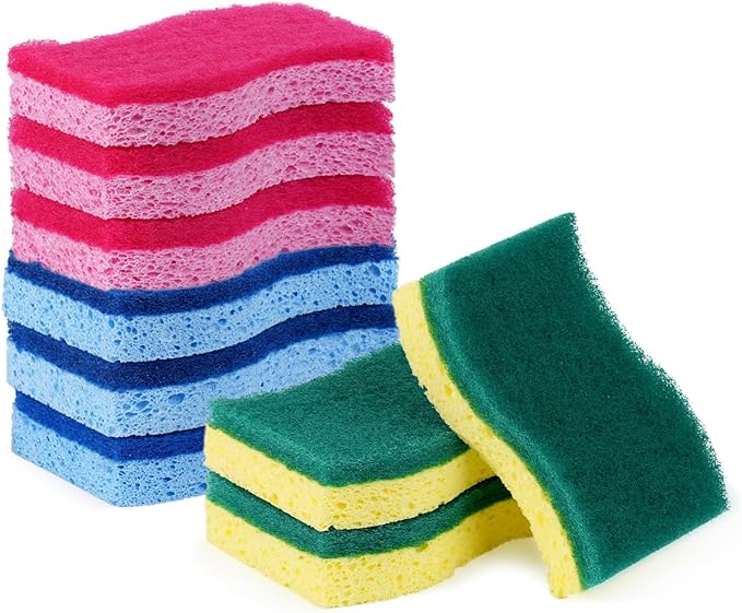 9 Pack 3-in-1 Scrub Sponge Variety Pack, Zero Scratch + Delicate Clean + Heavy Duty Sponges, Multi-Surface Safe Cleaning Tools for Kitchen, Bathroom & Household Use