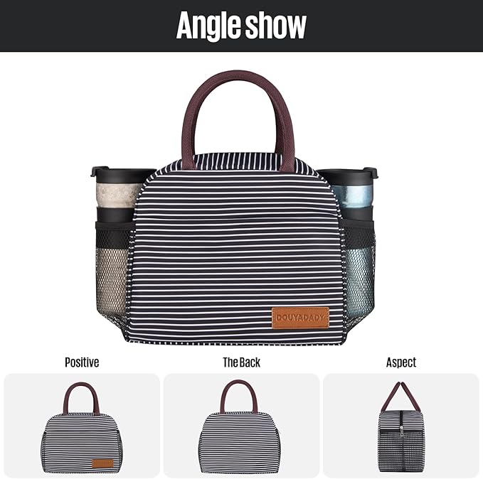 Lunch Bag Women/Men Lunch Box Women/Men (white&black stripe)