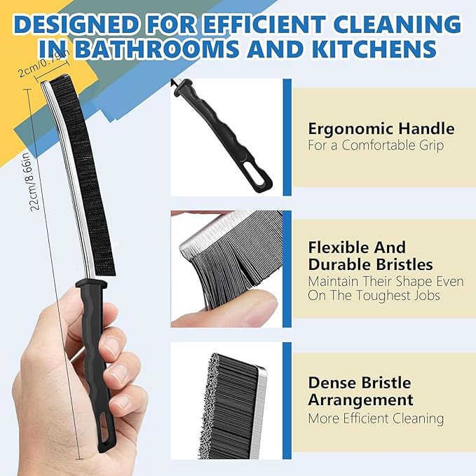 Hard Bristle Crevice Cleaning Brush-Thin Gap Cleaning Brush, Small Cleaning Brush, Grout Brush, Kitchen Brush, Cleaning Tools for Toilet, Bathroom, Home, Bathtub, Sink, Household, Window