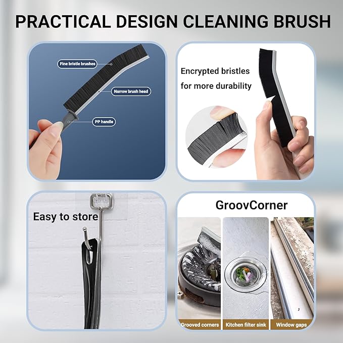 Gap Cleaning Brush-Multifunctional Crevice Cleaning Brush Tool for Deep Cleaning Tight Spaces, Kitchen, Bathroom, Window Frames, Sinks, Vehicle, Faucets, Toilet,Pet Hair Removal,(6Pcs)