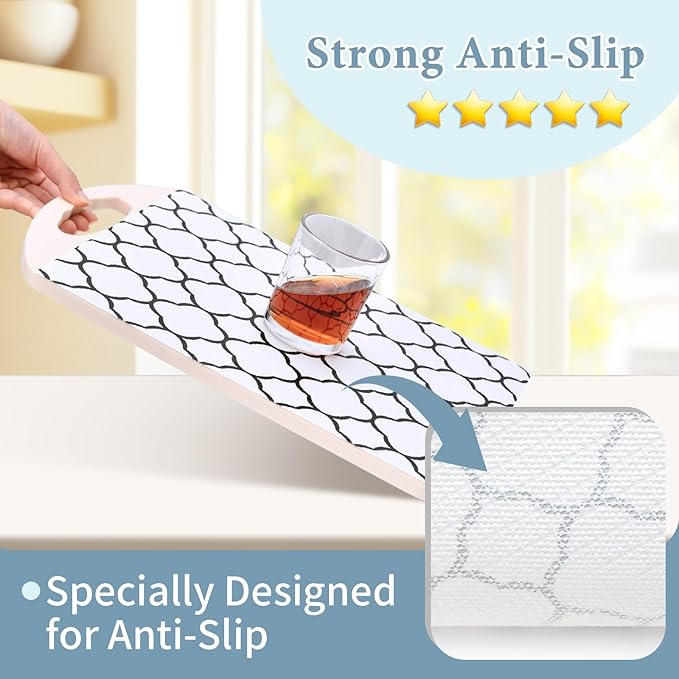 Shelf Drawer Liners for Kitchen Cabinets 11.8 x 118 Inches Non Adhesive Drawer Liner Thickened Refrigerator Liner Black Quatrefoil Strong Non-Slip Paper for Tool Box with Knife and Tape Measure