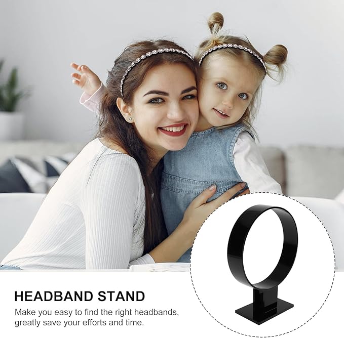 VALICLUD 3pcs Acrylic Hairband Display Stand Round Headpiece Holder for Organizing Hair Accessories Material for Boutiques and Home Use