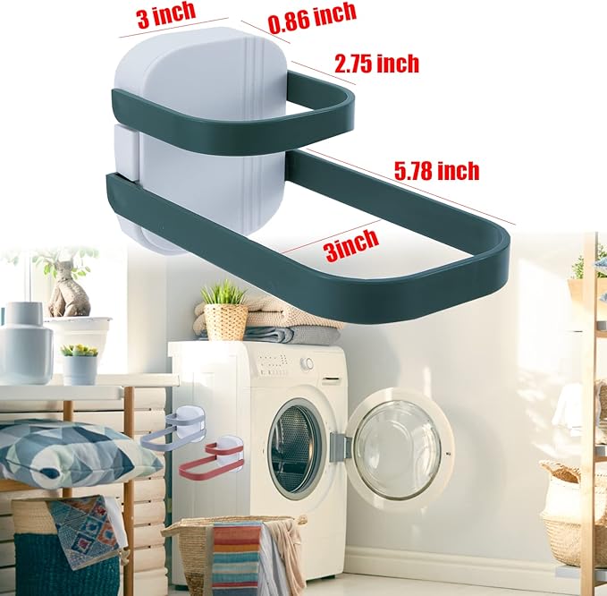 3PCS Clothes Hanger Organizer Rack Foldable Wall Mounted Clothes Hanger Clips, Storage Stacker Organizer for Laundry Room Balcony Bathrooms