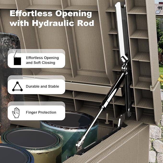 280 Gallon Outdoor Deck Box, Lockable Waterproof Outdoor Storage Boxes For Garden Tools,Indoor Cushions,Accessories Outside Storage Resin Weatherproof Container(Grey)