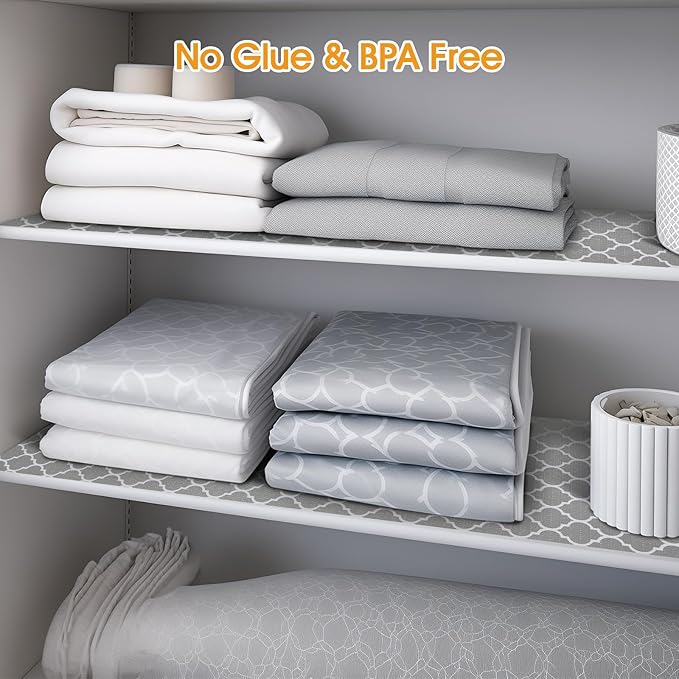 Shelf and Drawer Liner for Kitchen Cabinets Non-Adhesive, Strong Grip Non-Slip Thickened Cabinet Liners for Shelves, Waterproof Mats for Dresser Cupboard, Gray, 23 in x 30 Feet