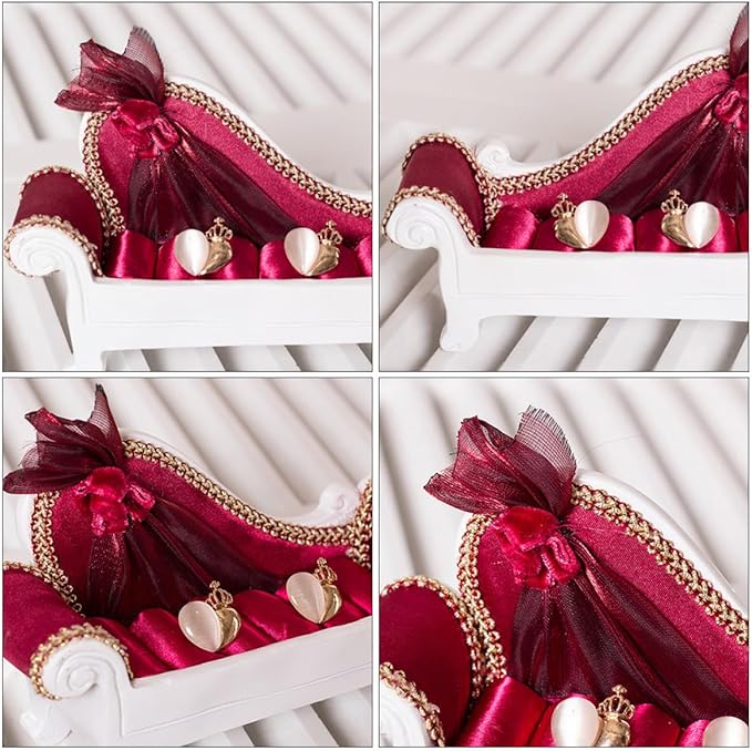 Sofa Shape Jewelry Organizer Rack Ear Stand Rings Holder in Wine Red, Jewelry Display Stand for Earrings and Rings Storage, Home Accessory Organizer for Bedroom and Vanity