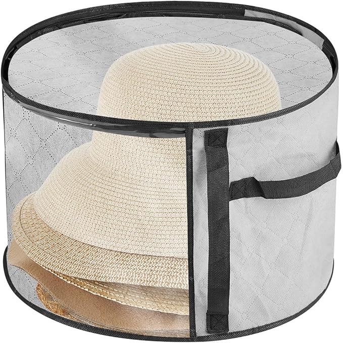Oversized Clear Hat Box Storage for 7 Caps, Portable Cowboy Hat Box with Zipper for Women Men Travel, Hats Case Hats Organizers
