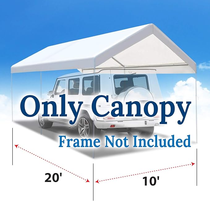 BenefitUSA 10'x20' Carport Replacement Canopy Garage Top Tarp Shelter Cover, Canopy ONLY (w/Edge)