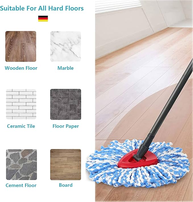 4 Pack Spin Mop Replacement Heads Compatible with O Cedar EasyWring Spin Mop,Microfiber Spin Mop Refills, Easy Cleaning Floor Mop Head Replacement