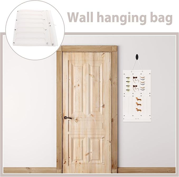 Wakauto Felt Hanging Jewelry Organizer Bag for Earrings Necklaces Bracelets with Hairband Holder Ponytail Storage Wall-mounted Accessory Organizer