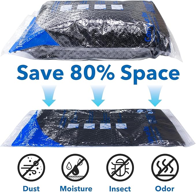 MEIQIHOME Vacuum Storage Bags, Space Saver Sealer Bags,Vacuum seal bags for clothing, Pillows, Comforters, Blankets, Bedding,36 Pack cordless travel vacuum bag set