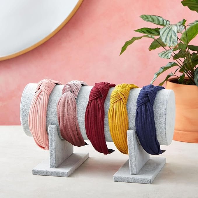Juvale Velvet Headband Holder & Organizer Stand for Girls and Women Storage Rack for Hair Accessories, Perfect for Display, Organization, and Easy Access - 2Pack (Gray)