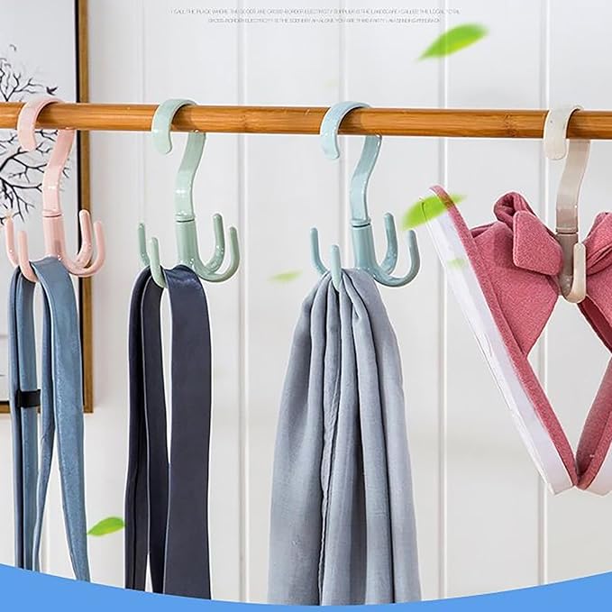 Rotatable 4 Claw Hanger, 8 Pcs Thickened Strong Load Storage Hook for Bra Tank Top Scarf Hat in Closet Organizer