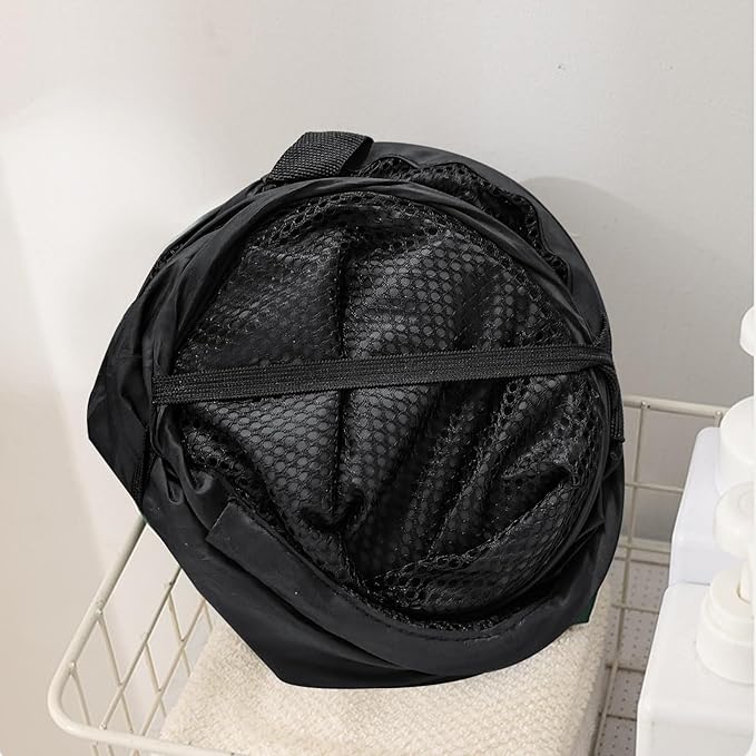 Collapsible Mesh Pop Up Laundry Hamper 2Pack Foldable Laundry Basket for clothing, stuffed animals, towels, for Laundry Room, Dorm, Apartment (Black+Grey)
