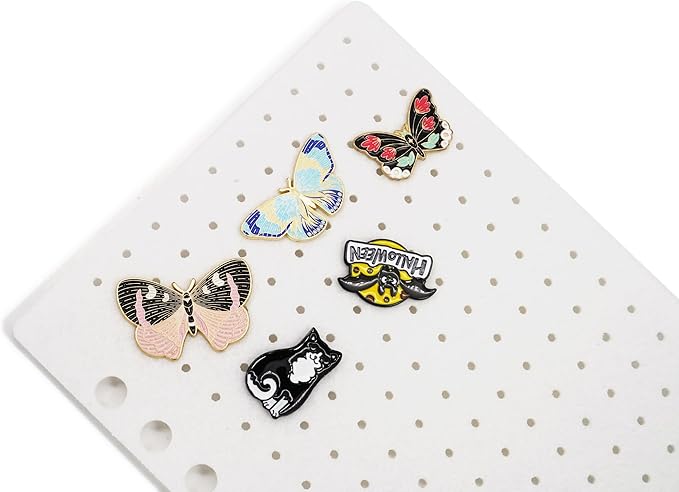 Enamel Pin Display Book Collection Trading Book Portable Brooch Pins Holder Storage Organizer Case Zippered (Pink Heart Lace)