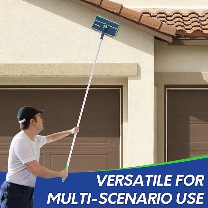 BOOMJOY Wall Cleaner Mop with Foldable Panel, Baseboard Cleaner Tool with 72" Long Handle, Cleaning Mop Duster for Walls, Ceilings, Baseboards, Floors