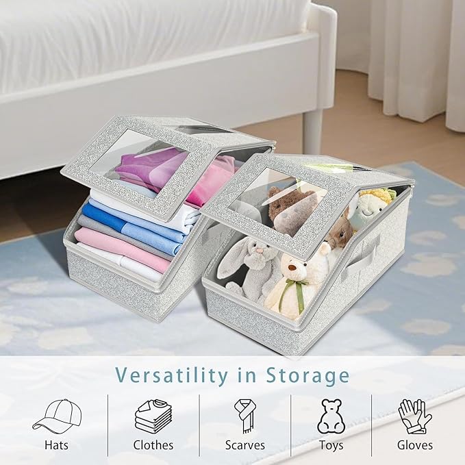 Hat Organizer for Baseball Caps, Hat Storage Holder Container for Closet Hold Up to 12 Caps with Clear Window, Hat Boxes for Home Storage | 1Pcs Grey