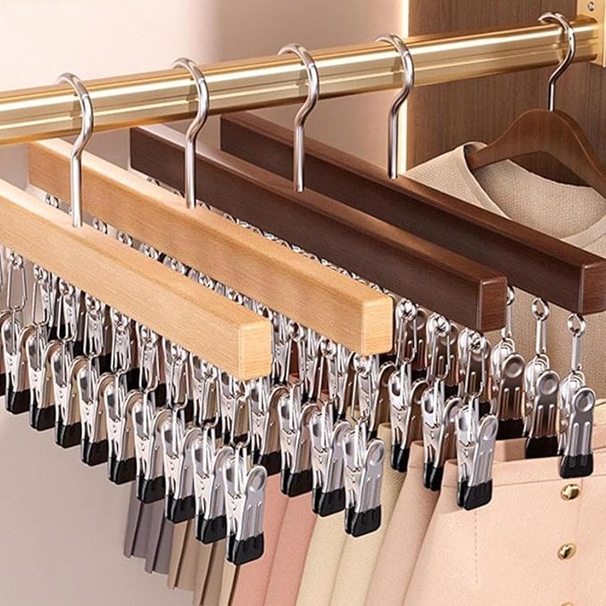 Closet Organizer with 10 Clips, Space Saving Hanging Closet Organizer, Legging 𝐎rganizer for 𝐂loset Hanging, for Pants Scarf Hangers (B)
