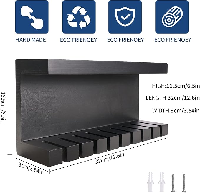 Belt Organizer - Wall Mounted Hanger with Double Shelving, Universal Rack for Men & Women, Black