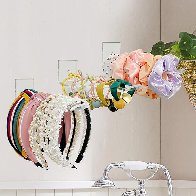 Bigfety Acrylic Headband Holder Wall, 6 Pack Clear Hanging Headband Organizer Storage for Girls Women