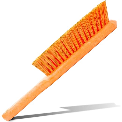 SPARTA Handheld Soft Counter Brush 8 Inch Bristle Span, Multi-Use Dust Brush with 5 Inch Handle for Tables, Countertops, and Delicate Surfaces, Polyester, Orange, (Pack of 6)
