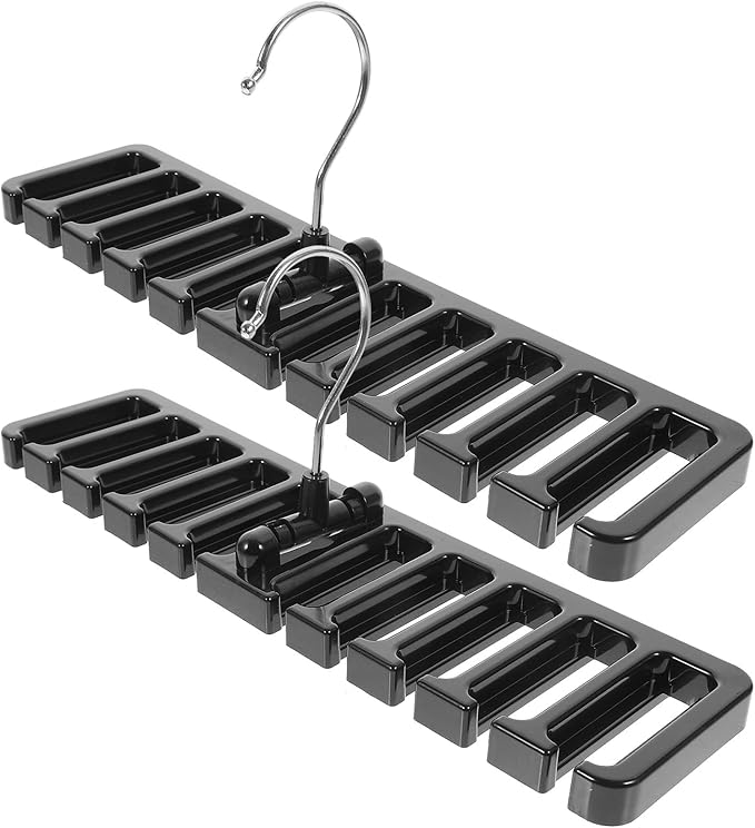 2pcs Multi-Function Tie Hanger Organizer Belt Rack, Black Scarf Holder for Closet Storage, Space-Saving Accessory Organizer for Men and Women