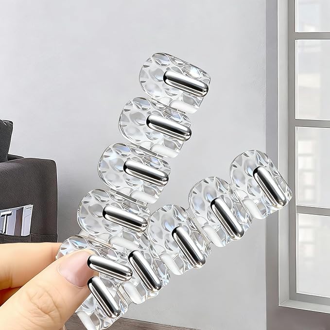 Gesodant 6 Pack Hanging Jewelry Organizer, Self-Adhesive Jewelry Hooks, Clear Wall Mounted Jewelry Hanger, Necklace Display Holder, 30 Hooks in Total