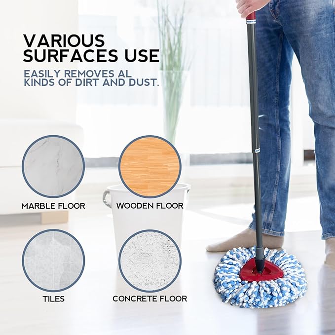 6 Pack Mop Replace Head, Mop Head Replacement, Microfiber, Machine Washable, Easy to Replace and Deep Cleaning