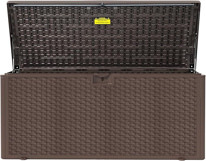 180GAL Deck Box -Grey,Wheeled Footlocker,Waterproof Resin Storage Bin for Patio Cushions