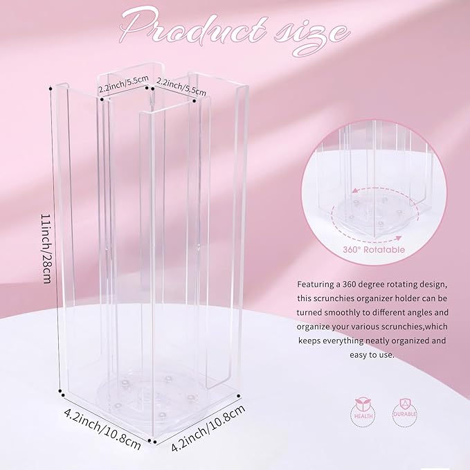 OAOLEER Acrylic Scrunchie Holder Organizer, Hair Ties Display Stand, 4 Tier Hair Accessories Organizer Storage for Bracelets Bangle Watches (Type-A)